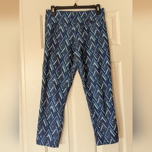 Nike Blue and Black Print Dri Fit Leggings Size Medium